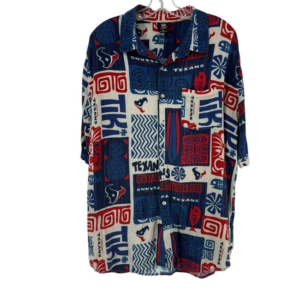 Houston Texans Hawaiian Shirt Mens Size XL Tiki NFL Team Apparel Short Sleeve